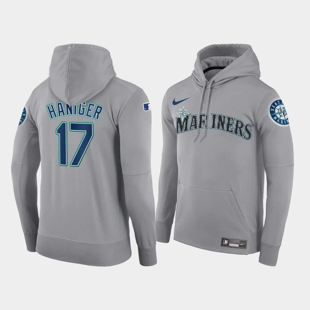 Men Seattle Mariners 17 Haniger gray road hoodie 2021 MLB Nike Jerseys